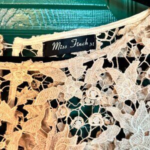 Cream Lace Crochet Tunic Top Miss Finch Size M